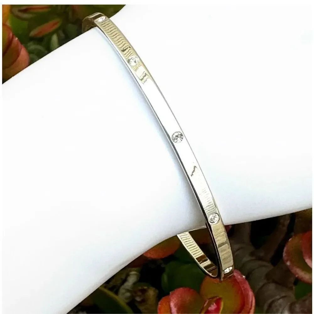 Swarovski silver tone thin bangle bracelet